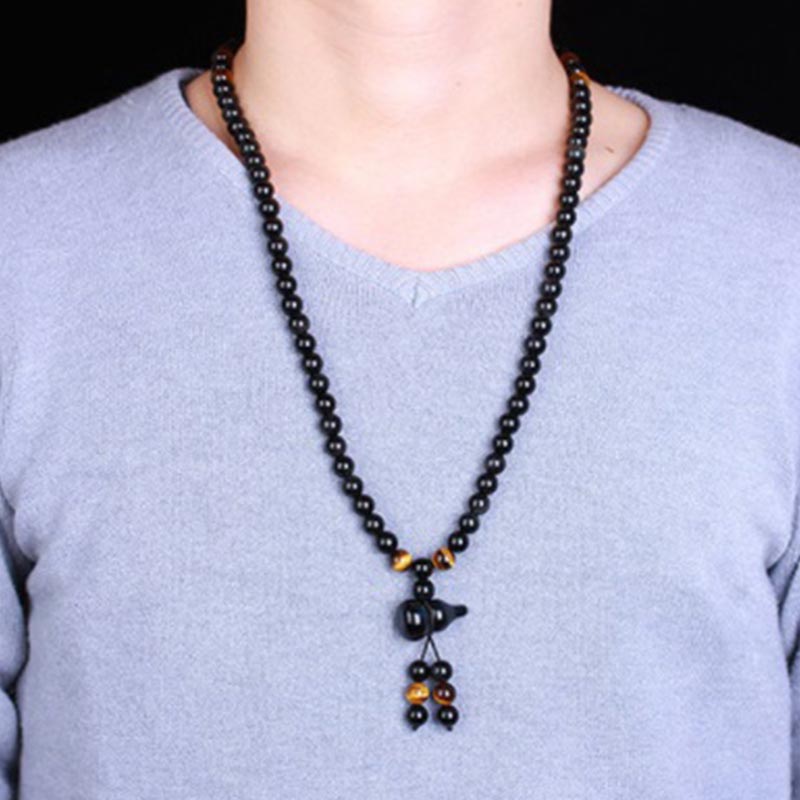 Bracelet Mala en Obsidienne 6 mm – 108 Perles