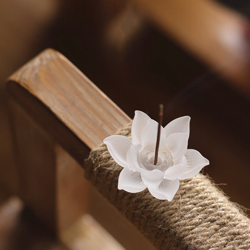 Porte-Encens Lotus Blanc en Cristal Liuli – Méditation & Sérénité
