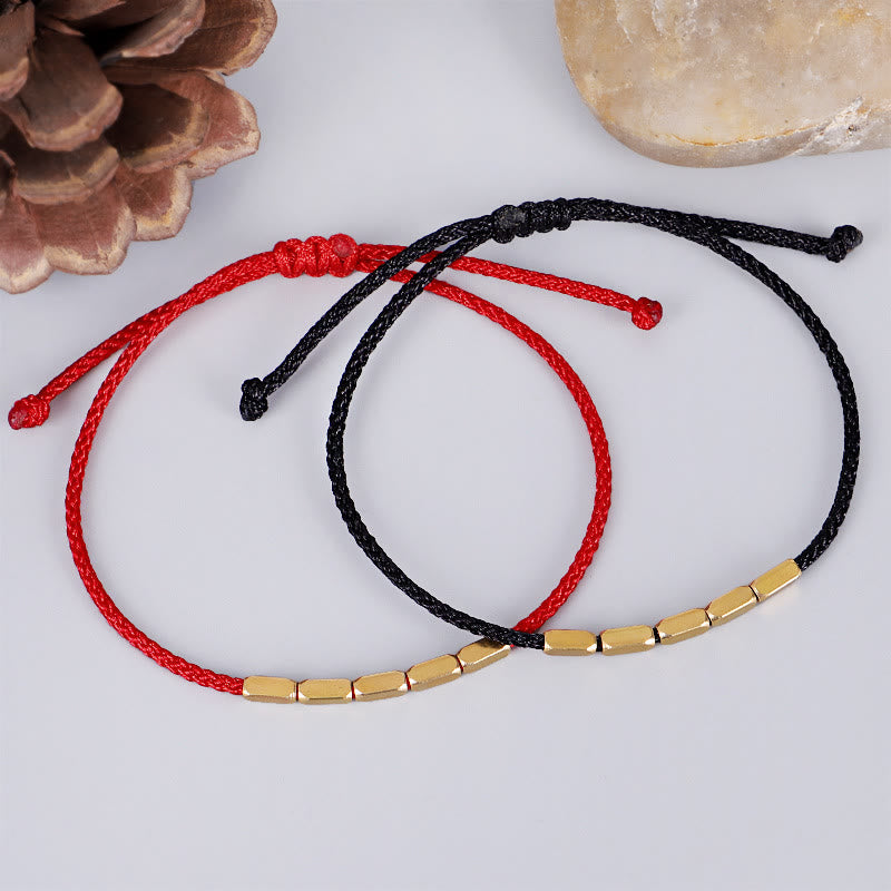 Bracelet de Protection en Fil Rouge & Perles de Cuivre, Ajustable