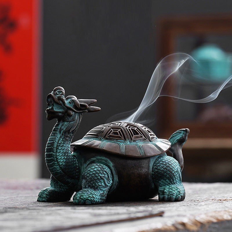 Brûleur d’Encens Dragon-Tortue – Sculpture Mythique Artisanale