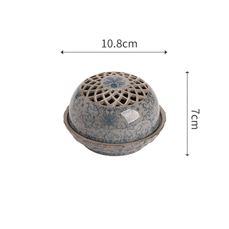 Brûleur d’Encens en Porcelaine Bleu & Blanc – Motifs Traditionnels Chinois