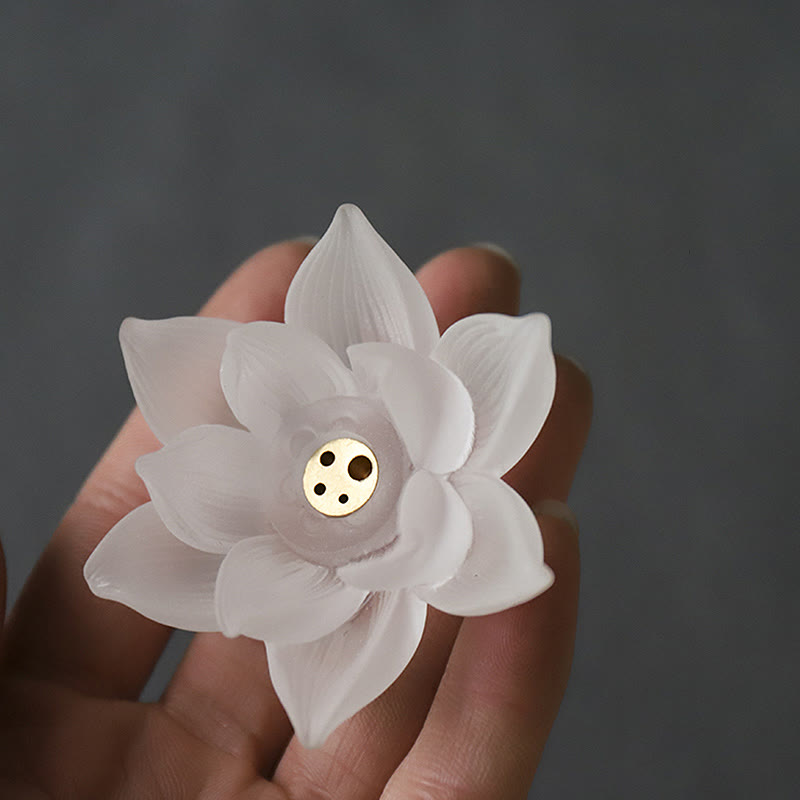 Porte-Encens Lotus Blanc en Cristal Liuli – Méditation & Sérénité