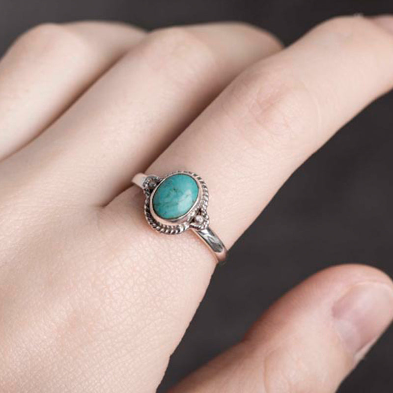 Bague Sagesse en Turquoise Naturelle & Argent Sterling 925 – Ajustable Unisexe