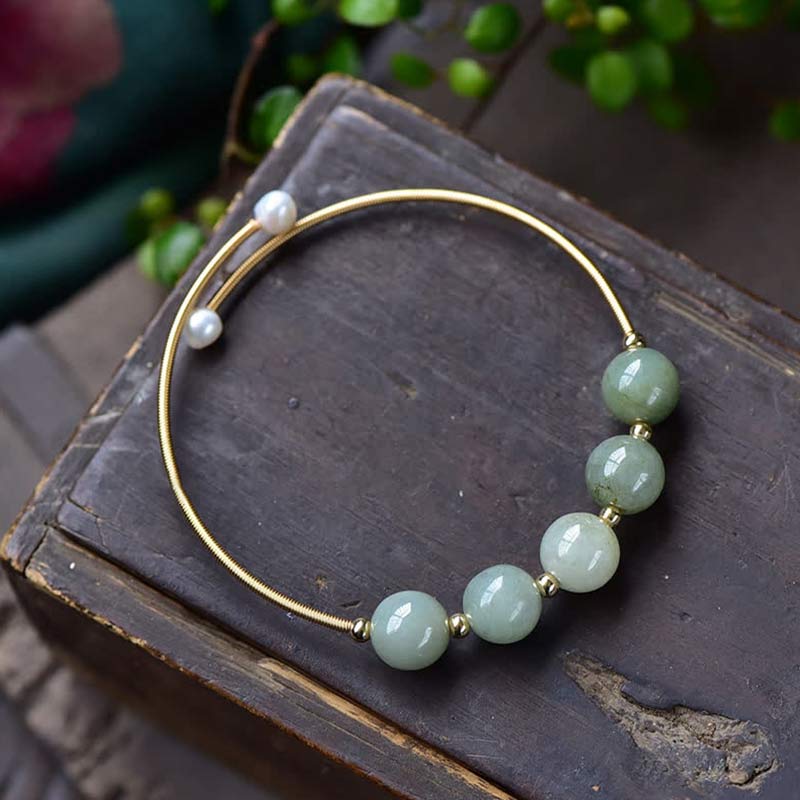Bracelet Ajustable en Jade Naturel « Abondance & Prospérité »