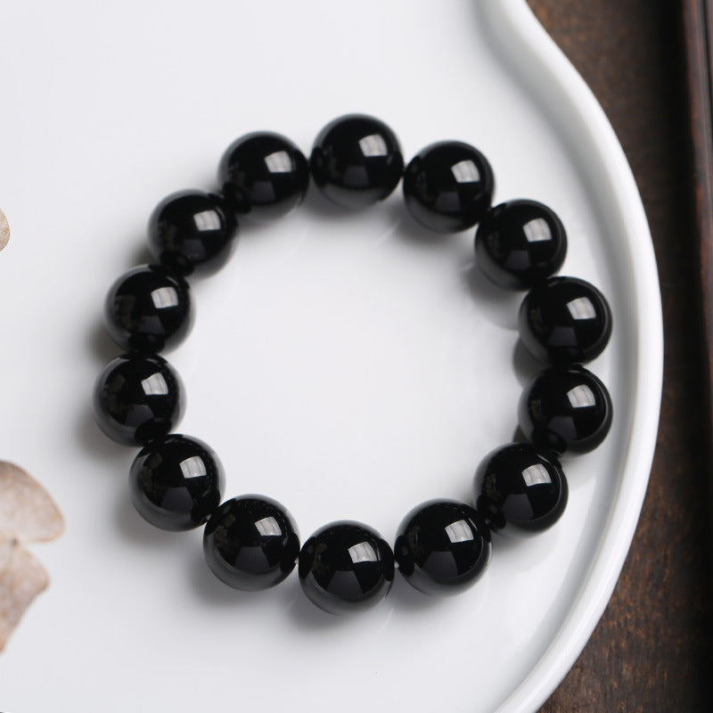 Bracelet de Protection en Onyx Noir Naturel 14 mm | Ancrage & Stabilité Symbolique