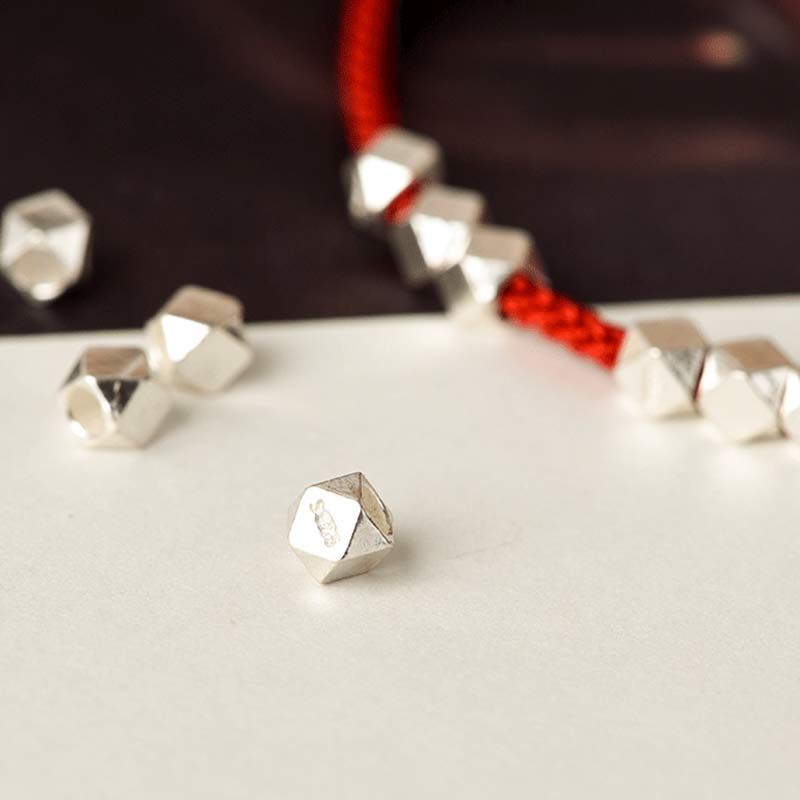 Bracelet / Chevillère Tressé(e) Fil Rouge & Argent Sterling 925