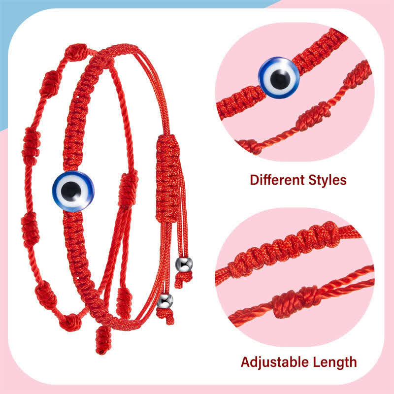 Coffret de 4 Bracelets de Protection Mauvais Œil en Fil Rouge – Amulettes Symboliques Ajustables