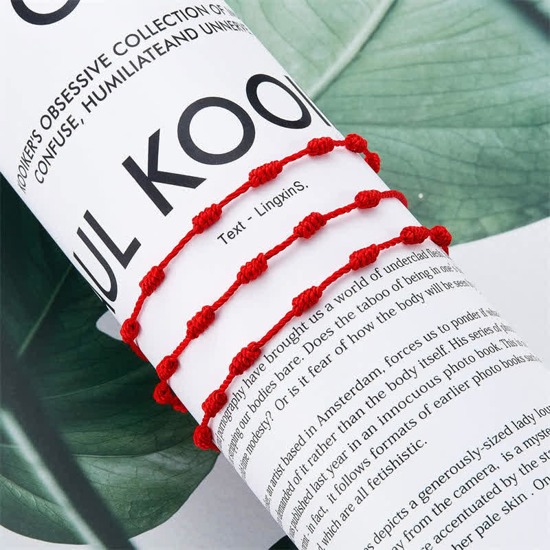 Coffret de 4 Bracelets de Protection Mauvais Œil en Fil Rouge – Amulettes Symboliques Ajustables