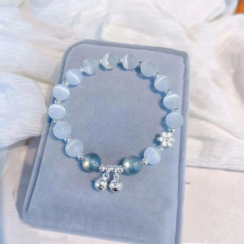 Bracelet Fu Fleur de Pêcher en Cristal Œil de Chat