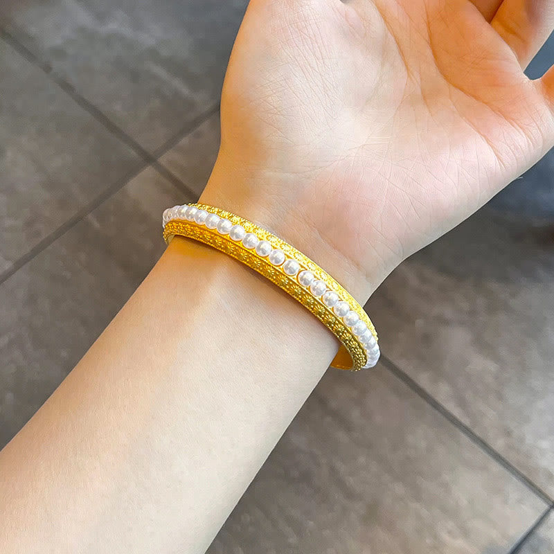 Bracelet Manchette Cuivre & Perles – Équilibre & Douceur