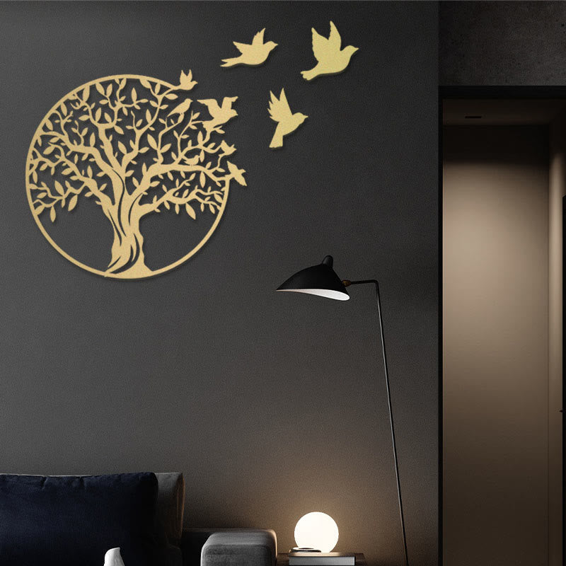 Pierre Arbre de vie Oiseaux Signe Cadeau de pendaison de crémaillère Art mural de l'unité
