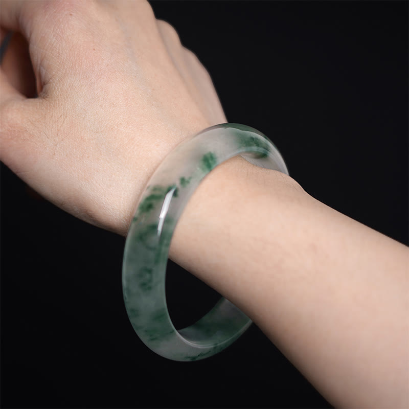 Bracelet Jonc en Jade Naturel « Chance, Prospérité & Abondance » (58 mm)