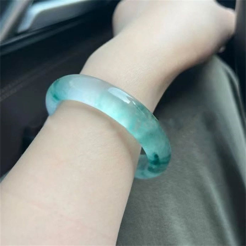 Bracelet Jonc en Jade Naturel « Chance, Prospérité & Abondance » (58 mm)