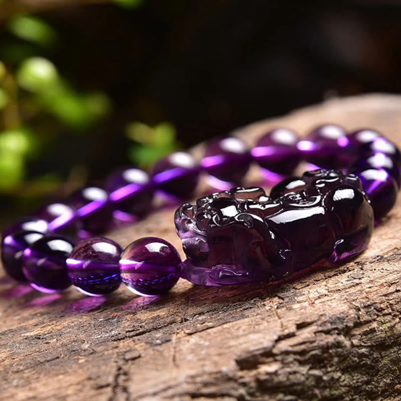 Bracelet Améthyste & Pi Xiu – Perles 10 / 12 / 14 mm
