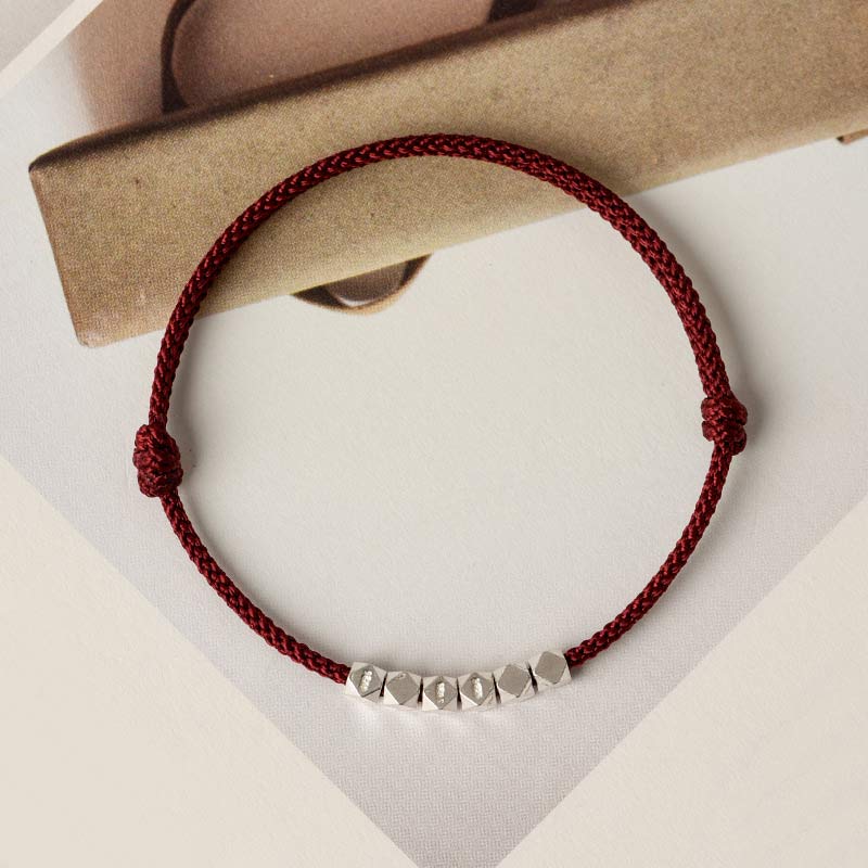 Bracelet / Chevillère Tressé(e) Fil Rouge & Argent Sterling 925