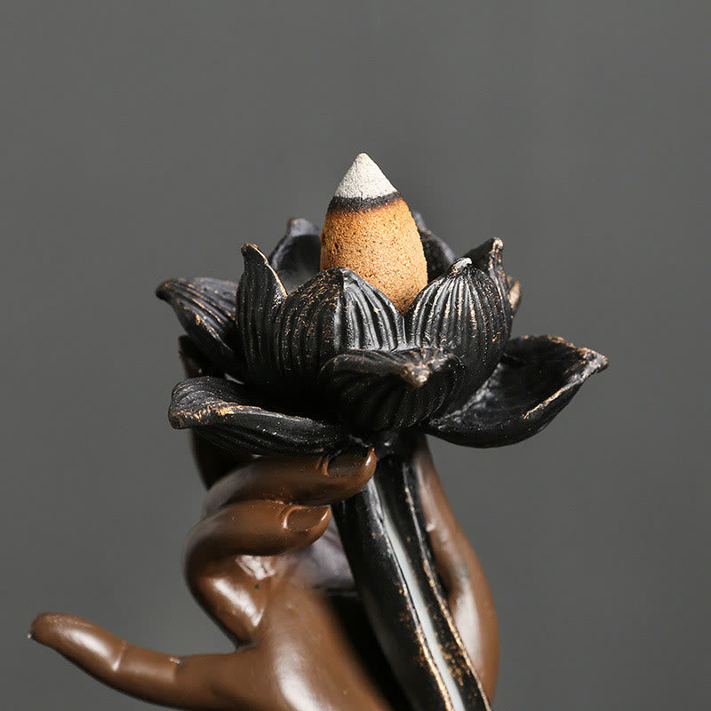 Brûleur d’Encens Lotus & Bouddha en Résine – Backflow & Décoration Zen
