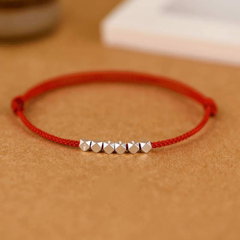 Bracelet / Chevillère Tressé(e) Fil Rouge & Argent Sterling 925
