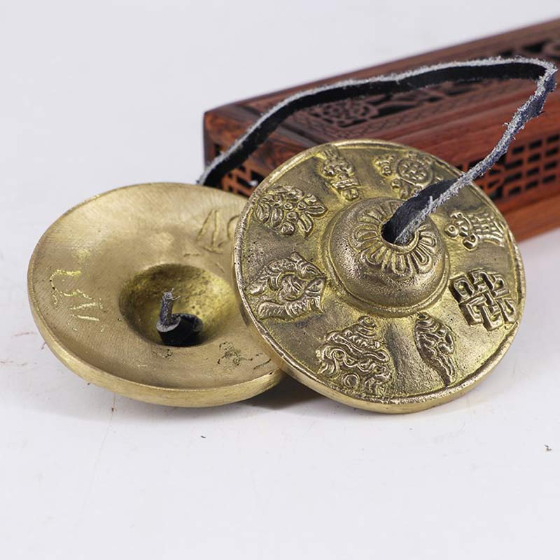 Tingsha Tibétaine Six Mots Vrais Dragon Cuivre Équilibre Décoration Avec Sac