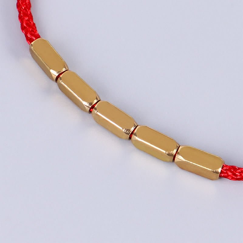 Bracelet de Protection en Fil Rouge & Perles de Cuivre, Ajustable