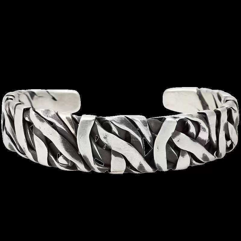 Bracelet Manchette en Cuivre Texturé, Inspiration Vintage