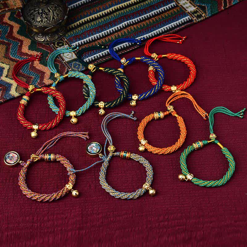 Bracelet de Prière Tibétain Thangka en Fil Rouge, Protection & Chance