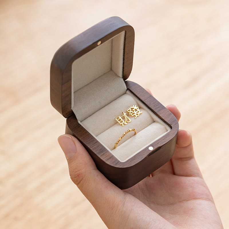 Boîte de rangement de bijoux en bois de noyer noir fait à la main rétro, boîte-cadeau en bois de feuille