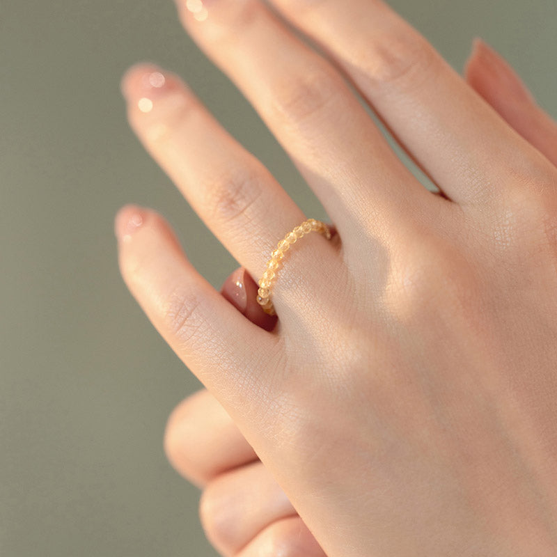 Bague Prospérité en Citrine Naturelle – Plaqué Or 14 Carats – Anneau Lumineux Unisexe