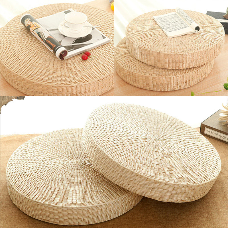 Coussin de Méditation Rond en Paille Tissée – Assise Naturelle & Respirable