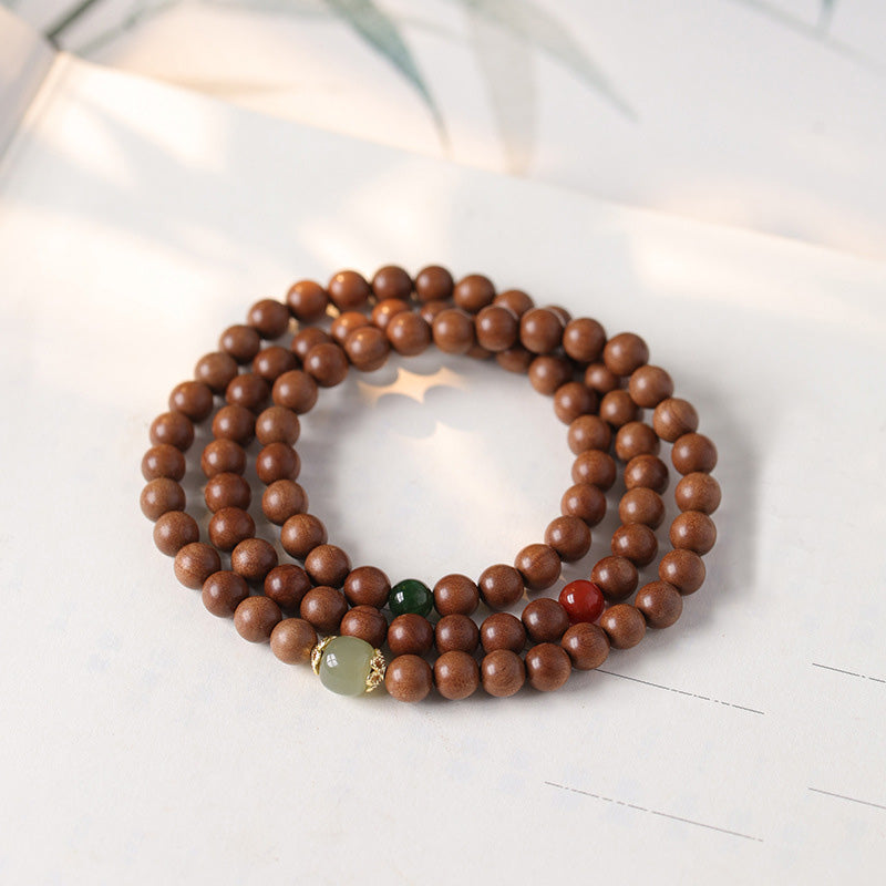 Bracelet Dalagan Sculpté – Bois d’Agar de Kalimantan & Pierres Naturelles