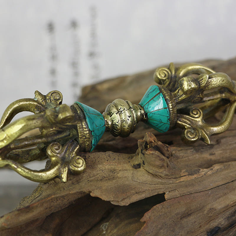 Vajra Dorje Tibétain en Cuivre Cinq Branches Fait Main | Outil Spirituel de Méditation