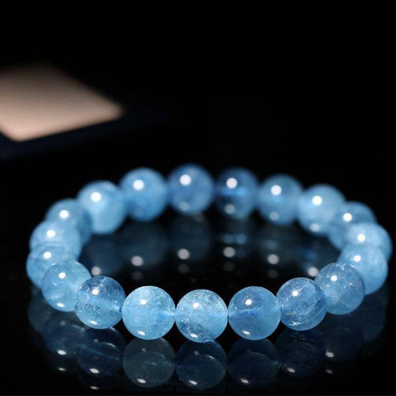 Bracelet Paix en Aigue-Marine Naturelle 8 mm | Clarté & Sérénité Symbolique