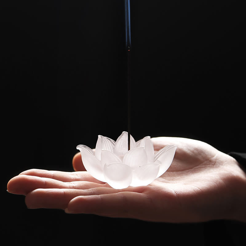 Porte-Encens Lotus Blanc en Cristal Liuli – Méditation & Sérénité