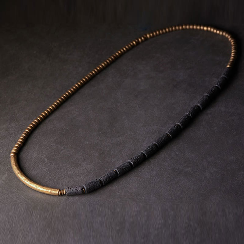 Bracelet Spirituel Multi-Tours en Pierre de Lave 6 mm & Cuivre