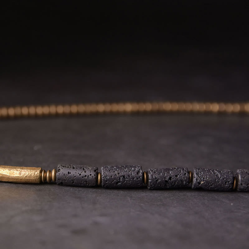 Bracelet Spirituel Multi-Tours en Pierre de Lave 6 mm & Cuivre