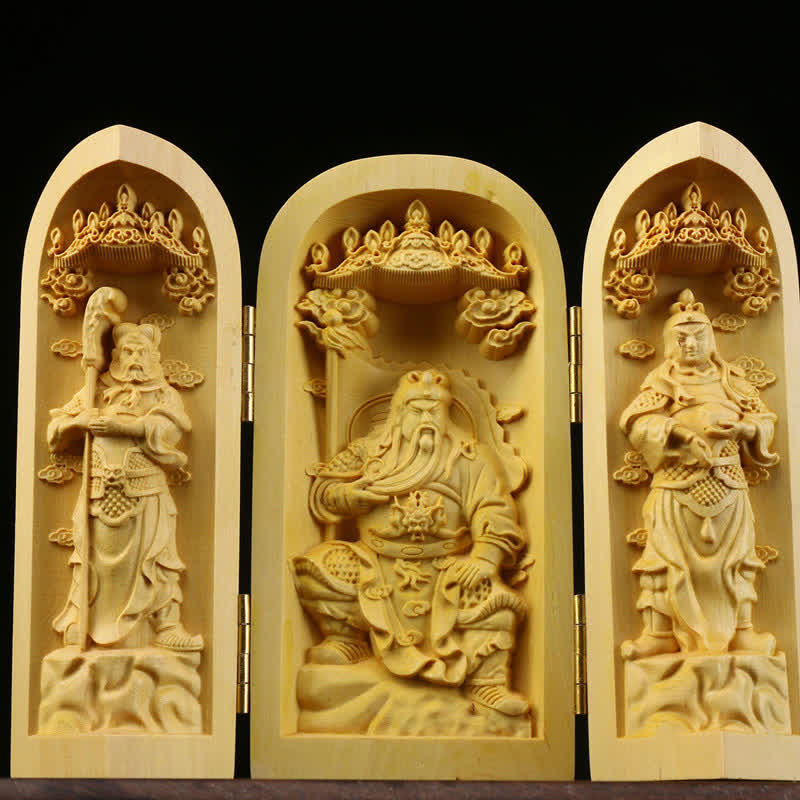 Autel Spirituel Sculpté en Bois de Buis pour Méditation et Prière