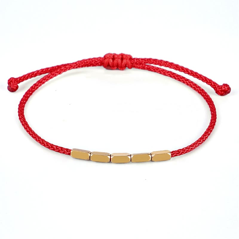 Bracelet de Protection en Fil Rouge & Perles de Cuivre, Ajustable