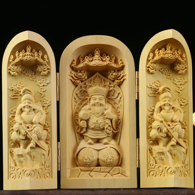 Autel Spirituel Sculpté en Bois de Buis pour Méditation et Prière