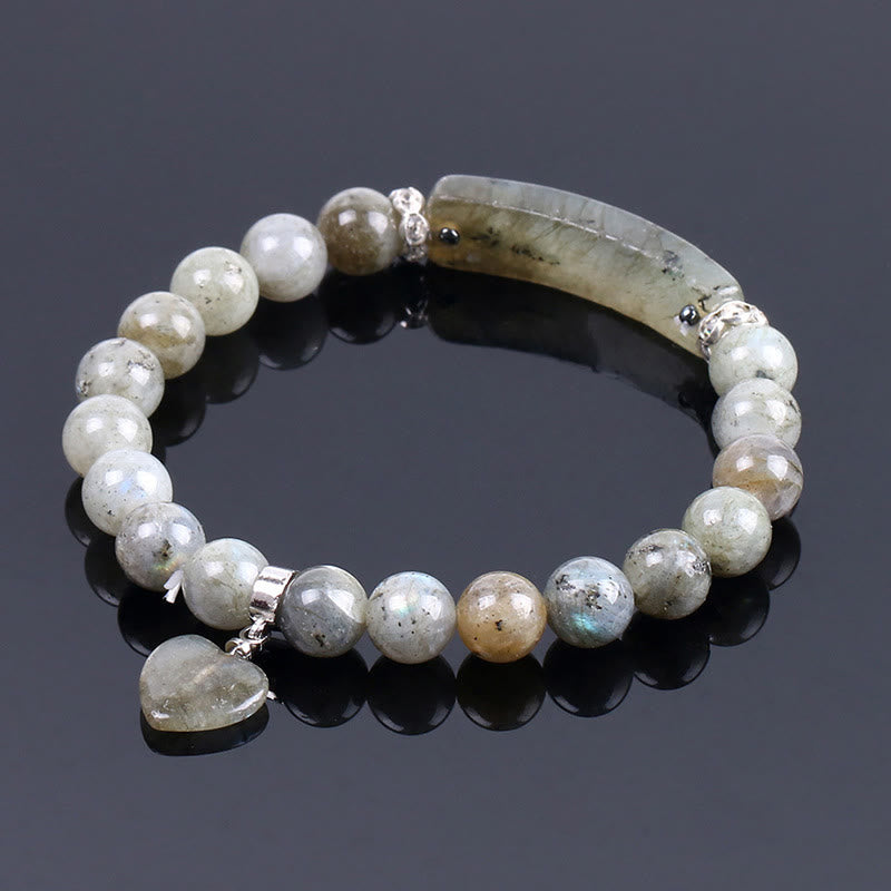 Bracelet en Améthyste Naturelle Forme Cœur 8 mm, Perles Artisanales