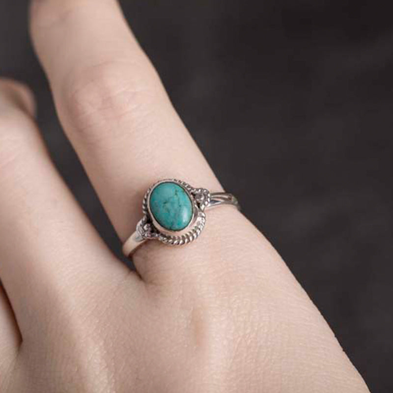 Bague Sagesse en Turquoise Naturelle & Argent Sterling 925 – Ajustable Unisexe