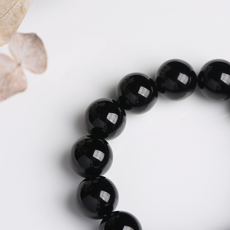 Bracelet de Protection en Onyx Noir Naturel 14 mm | Ancrage & Stabilité Symbolique