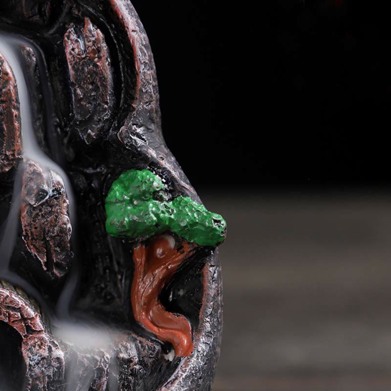 Brûleur d'encens à reflux en résine de méditation à motif de ponts de montagne
