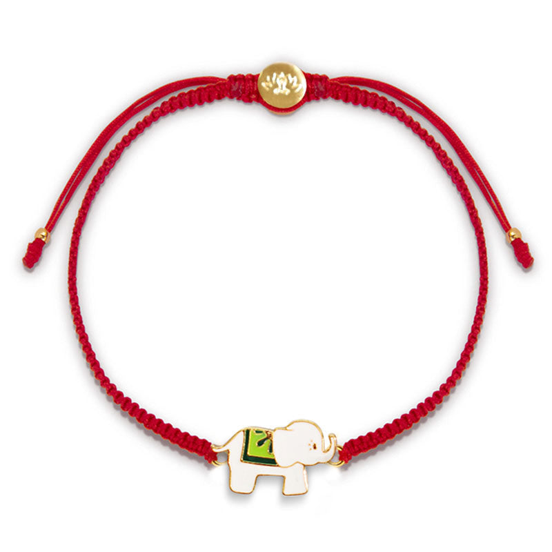 Bracelet Éléphant Argent 925 & Cordon Rouge Ajustable