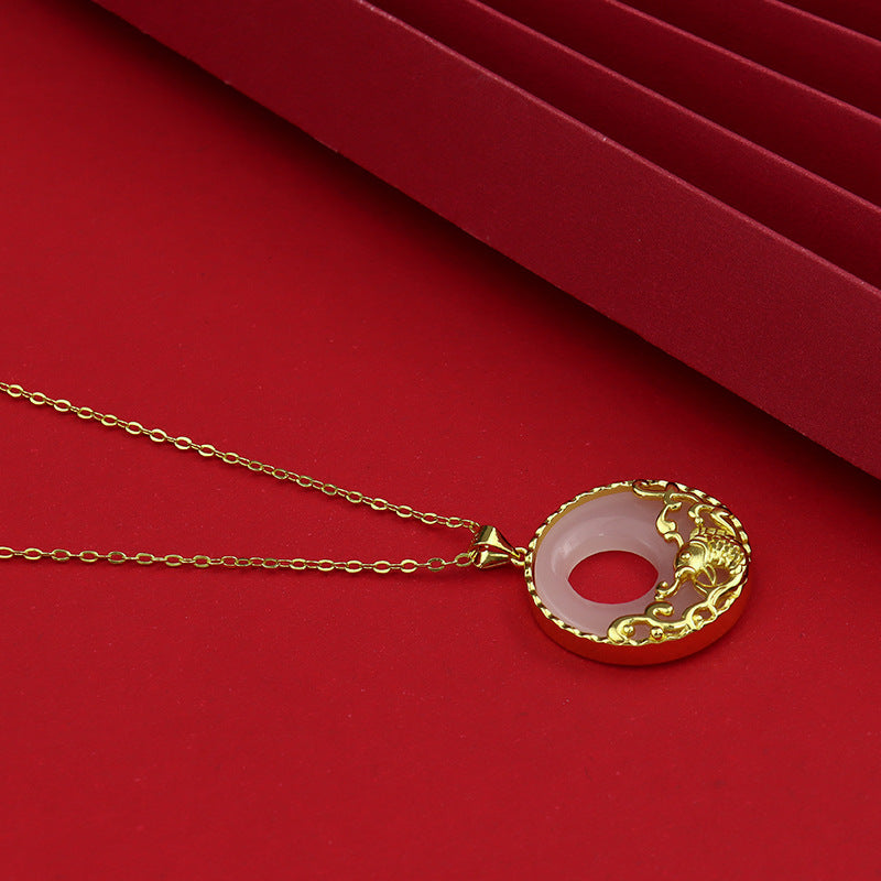 Collier Carpe Koï en Jade Blanc Naturel
