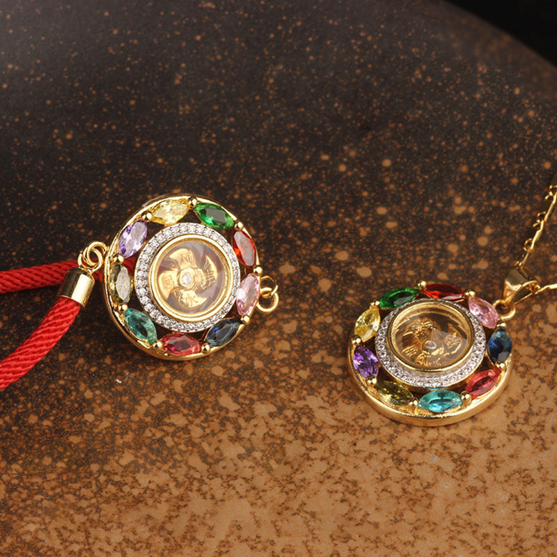 Collier-Bracelet Porte-Bonheur en Cuivre & Zircon (Bijou 2-en-1)