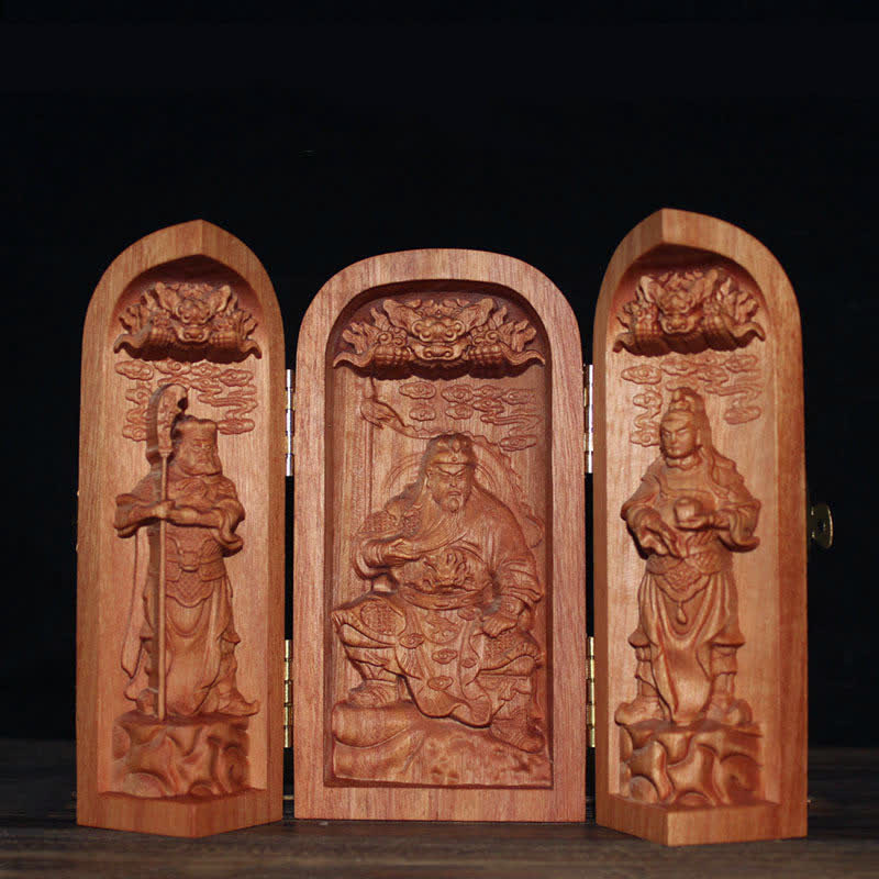 Autel de décoration pour la maison en bois de cerisier Bouddha Kwan Yin Avalokitesvara Compassion