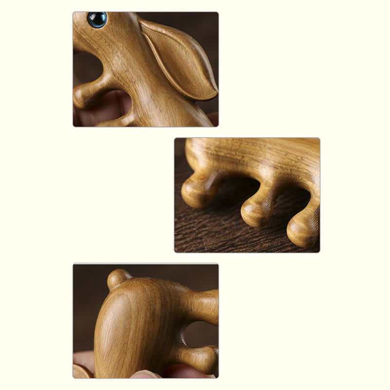Peigne de Massage Relaxant en Bois de Santal Rouge et Vert