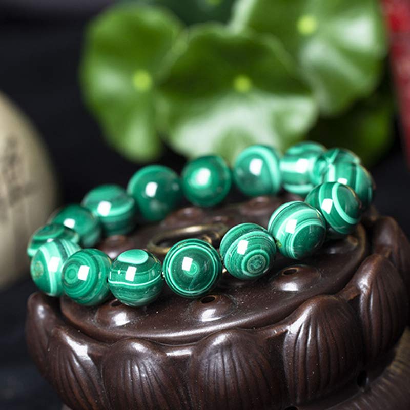 Bracelet en Malachite Naturelle 12 mm | Équilibre & Protection Symbolique