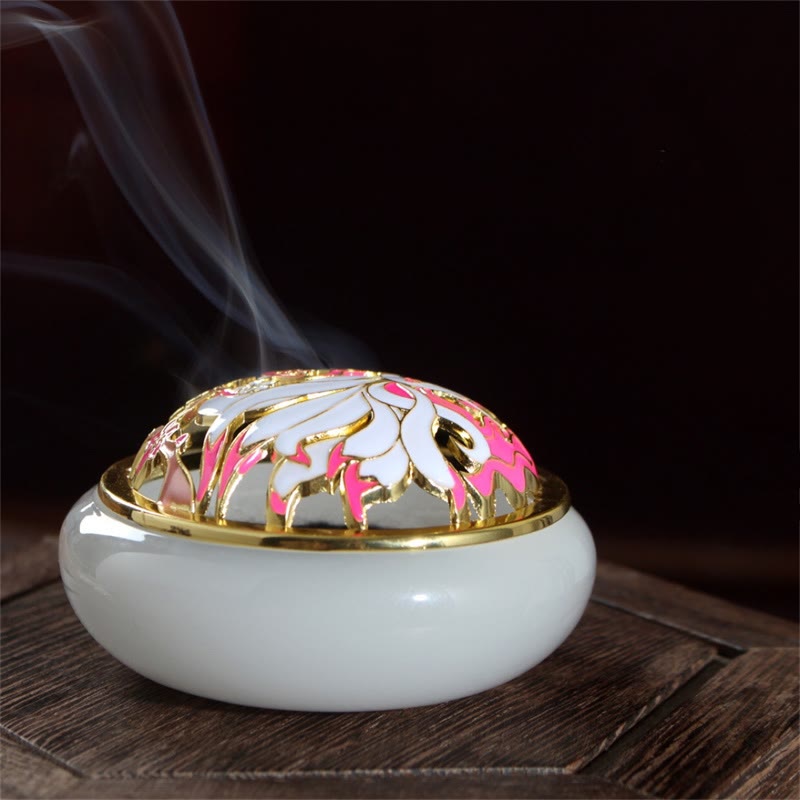 Brûleur d’Encens en Cristal Liuli Renard à Neuf Queues – Porte-Encens Cône pour Méditation