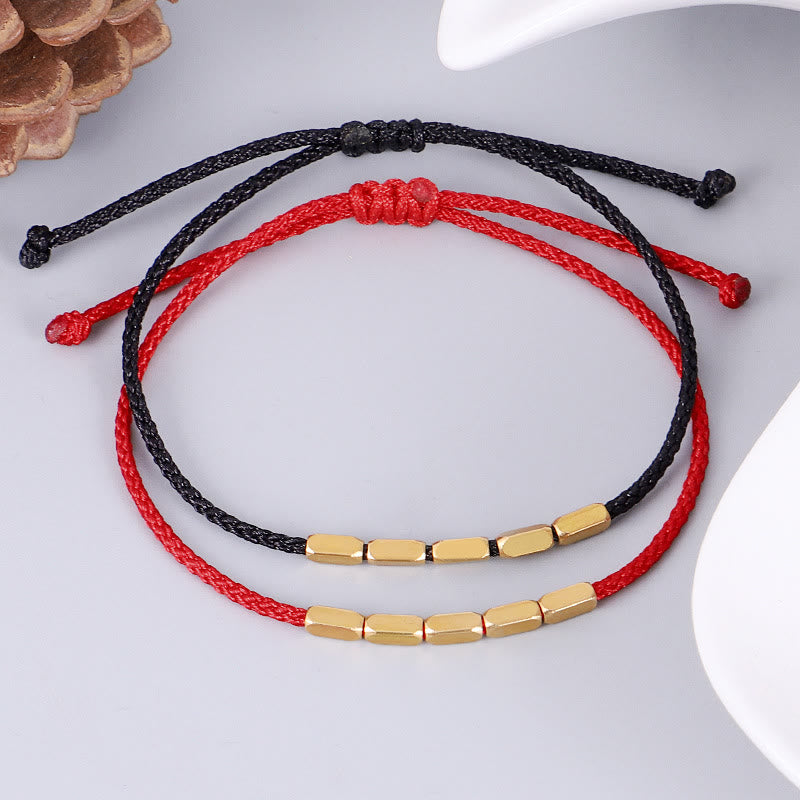 Bracelet de Protection en Fil Rouge & Perles de Cuivre, Ajustable