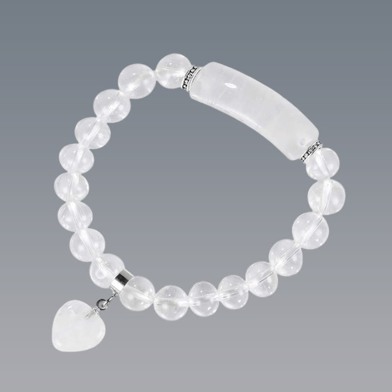 Bracelet en Améthyste Naturelle Forme Cœur 8 mm, Perles Artisanales